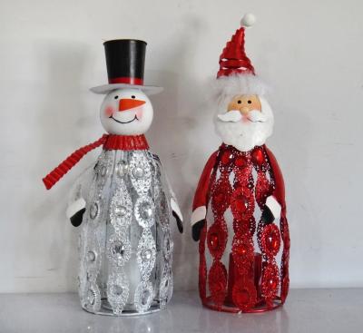 China Metal Christmas Santa Snowman Decoration With Plastic Candle New Design Christmas Decoration Metal Santa Snowman LIGHT for sale