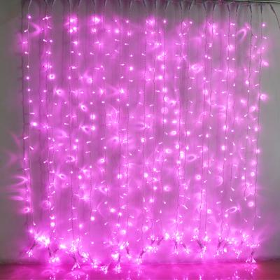 China Rubber Curtain Wire LED Waterfall Clear Color Changing Wedding Wedding Decoration Centerpieces Fairy Lights Pink for sale