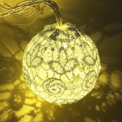 China Lace ball lace navidad battery operated valentine room wedding modern home decor led string lights for sale