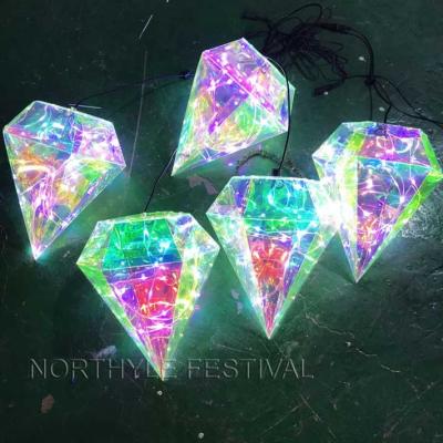 China Led Mini Rhombus RGB Lighting Christmas Tree Decoration Electric Fairy Lights Wedding Decoration Party Light Pieces for sale