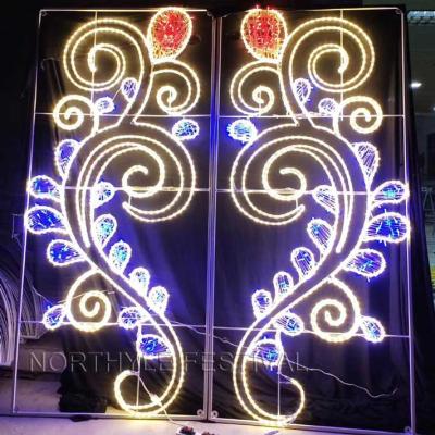 China Commercial Use 2D LED Pattern Through Street Lamp Diwali Christmas Ramadan Festival Decoration Pole Light Outdoor Holiday Decoration for sale