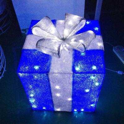 China Christmas Gift Box Decoration Lighting Christmas Tree Ornament Handmade Outdoor Decorative Led Sculpture Lights for sale