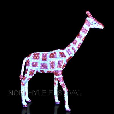 China Static Light Decoration Sculpture 3D Giraffe Animal Shape Led Pattern Lights Outdoor Festival Holiday Lighting Mall Hotel for sale