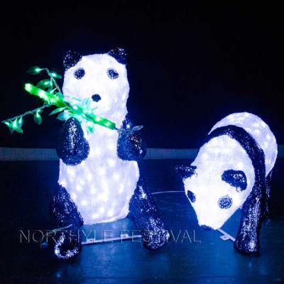 China Panda Use 3D Landscape Lamp Pattern Light Outdoor Hotel Mall Garden Decor In Decoration Commercial Acrylic Light Sculpture Lighting Fixture for sale