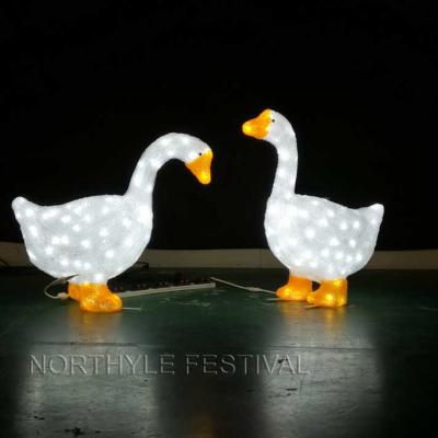 China Wholesale 3D Static/Flash Function/8 Goose Lighting Duck Animal Sculpture Led Festival Light Zoo Light Asian Decoration Outdoor Christmas Decoration for sale