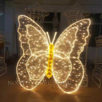 China Commercial Outdoor Use 3D Butterfly Sculpture Fairy Lights Garden Decoration Christmas Led Lighted Animals Butterfly Pattern Lights for sale