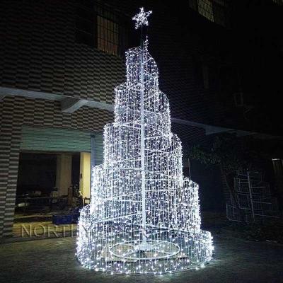 China 20ft 30ft 40ft 50ft Giant 20ft 30ft 40ft 50ft Tall Customized Static Programmed Christmas Ribbon Tree Decor LED Landscape 10m Optional Commercial Tree for sale