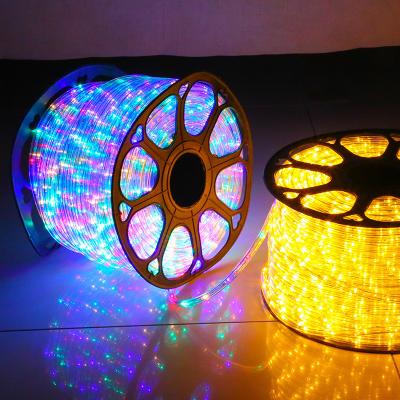 China Wholesale 100 Meter 110v 220v Outdoor Multi Color Cuttable Round Sprinkle Decorative Neon RGB IP67 Waterproof Led Rope Lights Suppliers for sale