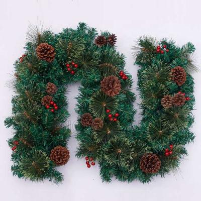 China PVC+Iron Wire Dark Green Christmas Decoration Garland Wreath Xmas Home Party 270cm Hanging Ornaments Wholesale for sale