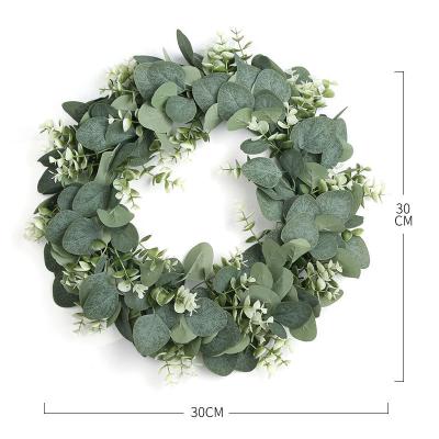 China Wedding Event Concert Wholesale Artificial Eucalyptus Plant Garland Decorative Willow Wreath For Wedding Spring Artificial Green Leaves for sale