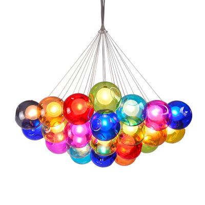 China Modern Modern Blown Glass Hanging Pendant Light Led Romantic Ceiling Lamps Room Kids Decorative Bubble Chandelier for sale