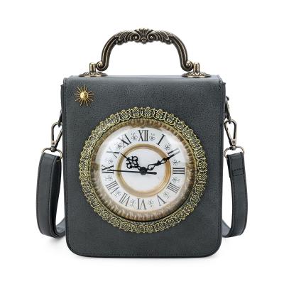 China Angel Kiss Fashion Women Retro PU Shoulder Bag Handbag Clock Creative Luxury Evening Bags Handbags For Ladies for sale