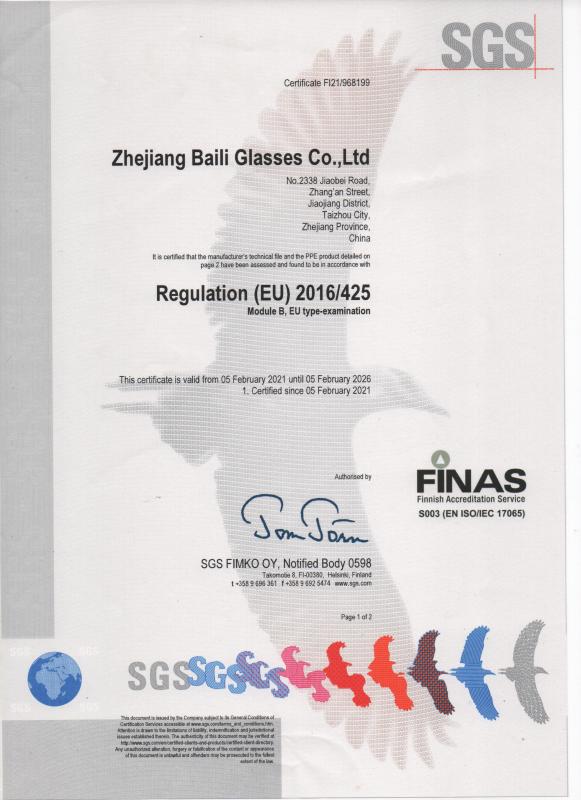 CE - Zhejiang Baili Glasses Co., Ltd.