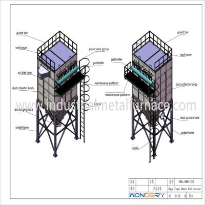 China tipo colector del bolso de 1200Pa 1.5m/Min Industrial Metal Melting Furnace de polvo 2000m m en venta