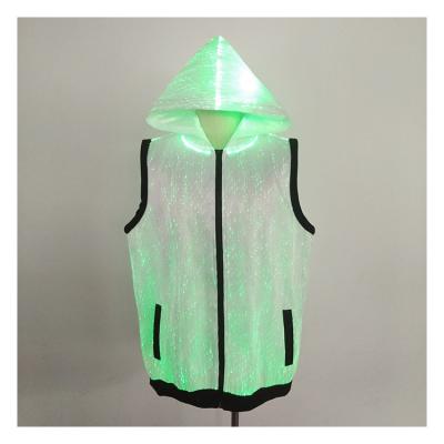 China fashion lighting up fiber optic sleeveless sweater for mans hoodie for night traveling performance party with multi colors for sale