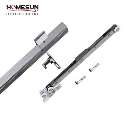 China Traditional Soft Closing Hanging Sliding Door Hardware Roller Damper Set With Track Rail for sale