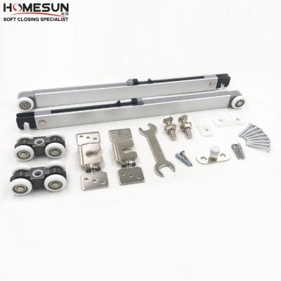 China Metal+Plastic Factory Price Hanging Soft Closing Door Closer Closer Hardware Sliding Closet Door Gas Spring Buffer Double Side for sale