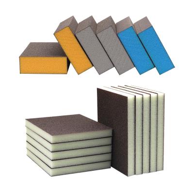 China Dry and wet water grinding can be Manufacturer direct dry and wet dual-purpose double-sided frosted sponge sandpaper block for sale