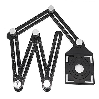 China Modern Aluminum Alloy Setting Universal Folding Opener Six Hole Tile Opening Perforated Tile Multi Angle Measuring Ruler for sale