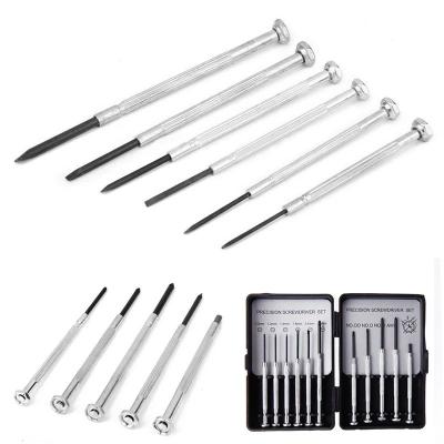 China Modern 11pcs Jewelers Micro Precision Watch Jewelry Clock Screws Flat Precision Watchmakers Screwdriver Set for sale