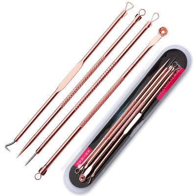 China 4pcs/set Acne Treatment Stainless Steel Acne Needle For Women And Men Care Facial Skin Protect Rose Gold Beauty Blackhead Needle for sale