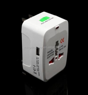 China Residential/Multi-Purpose Single USB Plug Power Travel Adapter With Universal Plug World Travel Adapter With Left USB Travel AC Charger Adapter for sale