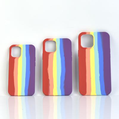 China Anti-fall Rainbow Phone Cover Case For iPhone 13 Silicone Phone Case Back Cover For iPhone 11 12 13 pro max for sale