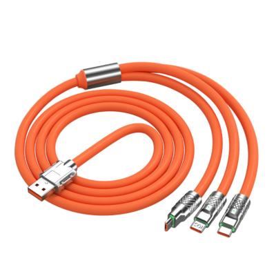 China Fast Charging Speed ​​120W 6A 3 in 1 Type C Cable Micro USB Fast Charging Type For iPhone Charging Cable For Samsung Huawei Xiaomi Phone Charger USB Cable for sale