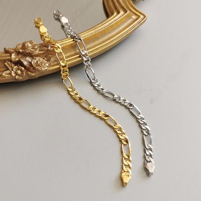 China Fashion Bracelet Vershal S098 New Arrival 18k Real Gold Plated Sterling Silver Minimalist Figaro Chain Bracelet for sale