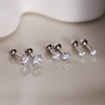 China High Quality CLASSIC Vershal SE004 Sterling Silver Minimalist Shining Round Zircon Stud Earrings for sale