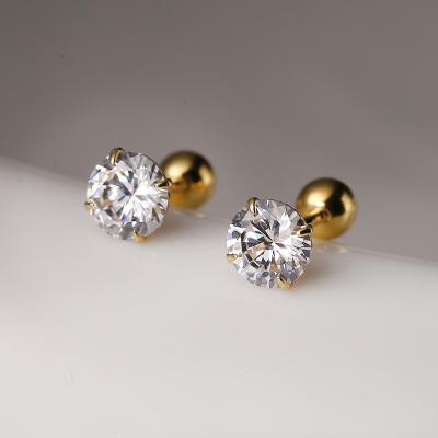 China Vershal SE019 CLASSIC High Quality 18k Gold Plated Real Claw Setting Around Zircon Stud Earrings for sale