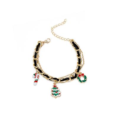 China Vershal New Arrival Cute Santa Claus Elk Bracelet Fashion Jewelry Christmas Trees Bracelet Oil Dangling Drop D3-1 for sale