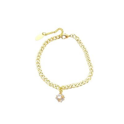 China CLASSIC Hot Sale Vershal D-23 Gold Plated Cuban Chain Bracelet Pave Pendant Zircon Bracelet Fashion Jewelry for sale