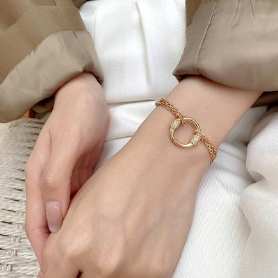 China Vershal D-22 Fashion Jewelry CLASSIC Gold Plated Bangle Geometric Zircon Round Adjustable Bangle For Women for sale