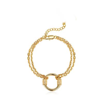 China Vershal D-22 CLASSIC Korean Minimalist Gold Plated Bangle Geometric Zircon Bracelet For Women Jewelry for sale