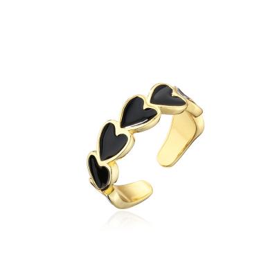 China FASHIONABLE Vershal C008 High Quality 18K Gold Plated Heart Shape Cuff Ring Colorful Oil Drop Ring For Women for sale