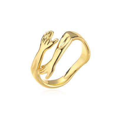 China Vershal C007 Hot Sale TRENDY Hot Sale 18K Gold Plated Cuff Ring Hug Finger Shape Ring Real For Women Fashion Jewelry for sale