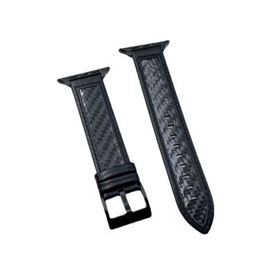 China Carbon Genuine Leather Color Stitching Carbon Fiber Watch Straps For Man 18mm 20mm 21mm 22mm 23mm 24mm Wrist Band for sale