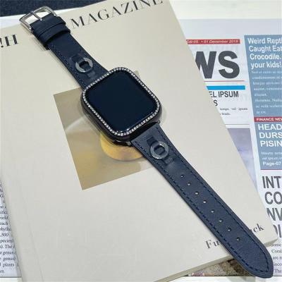 China new luxury leather watch band for apple iwatch series7 6 5 se designer Watch strap 38 40 42 44 41 45 mm woman bracelet 04 for sale