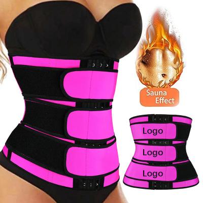 China Adjustable Waist Trainer Corset Sauna Sweat 3 Straps Slim Body Waist Support Slimming Trainer Tummy Control Neoprene Waist Belts for sale