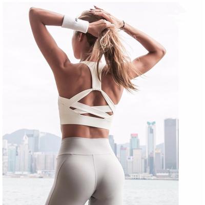 China 2020 Breathable Top Quality Halter Neck Workout Cropped Yoga Bra Sports Bra Women's Tops Yoga Fitness Lift Up for sale