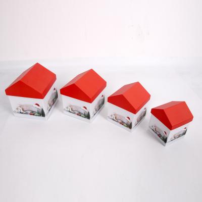 China Handmade Shaped Small House Storage Gift Paper Box Christmas Stacking Box for sale