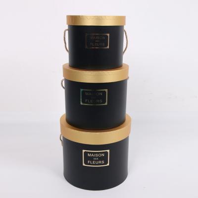 China Shihao 3390 Gold Handmade Lid And Rigid Gift Box Hat Flower Boxes With Hot Stamping for sale