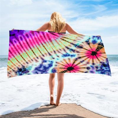 China QUICK DRY Wholesale Custom Tie Dyed Microfiber Square Polyester Abstract Printed Beach Towels for sale