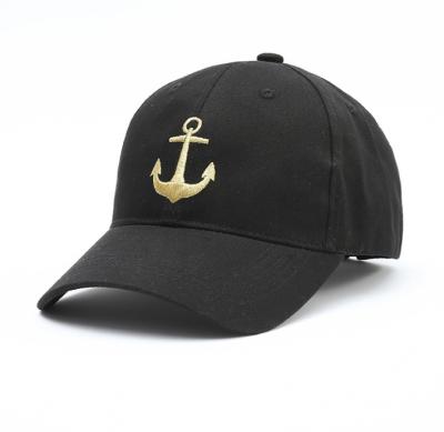 China JOINT 6 panel cotton twill baseball cap with custom anchor embroidery logo on the front for sale