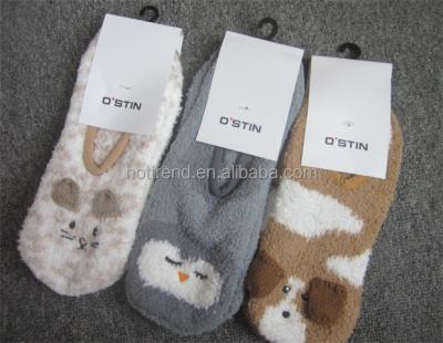 China Anti-skid Ladies Micro Comfortable Animal Girls Women Slipper Home Socks With 3D Knit Pom And Point Ear Clips for sale