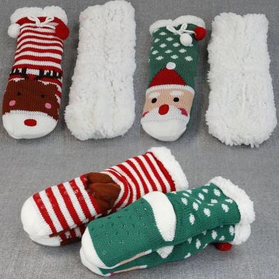 China Winter Santa Reindeer Holiday Winter Thick Warm Living Room Anti-Skid Slipper Thick Warm Anti-Slip Slipper Kids Girls Boys Indoor Home Coating for sale