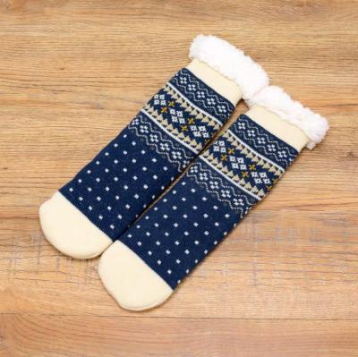 China Anti-slip Men's Adults Nordic Nordic Knitted Floor Bed Lounge Slipper Socks Indoor Socks With Sherpa Lining ABS Anti-Slip Grippers for sale