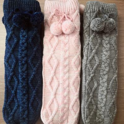 China Home Sleep Lounge Women Ladies Argyle Cable Knitted Thick Warm Indoor Winter Anti-Slip Floor Sherpa Striped Anti-Slip Slipper Socks for sale