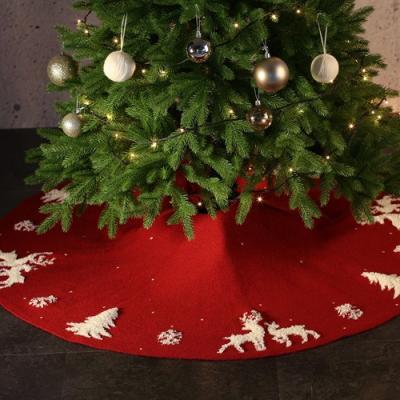 China 100%ACRYLIC High Quality Embroidery Knitted 3D Tree Skirt Blanket Poncho Christmas Holiday Party Ornament Decorations 48inch for sale